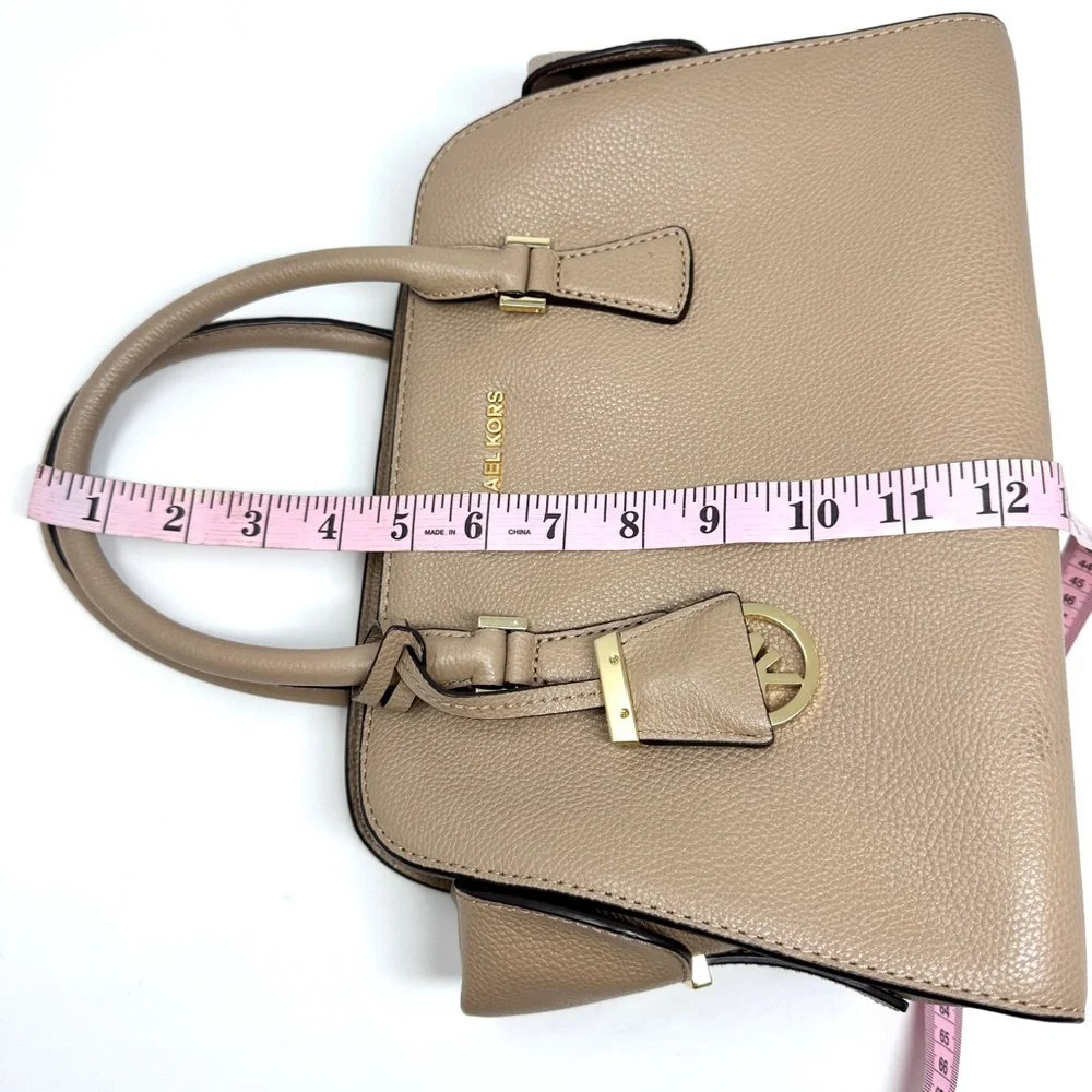 Michael Kors Tan Harper Medium Satchel Pebble Leather Bag